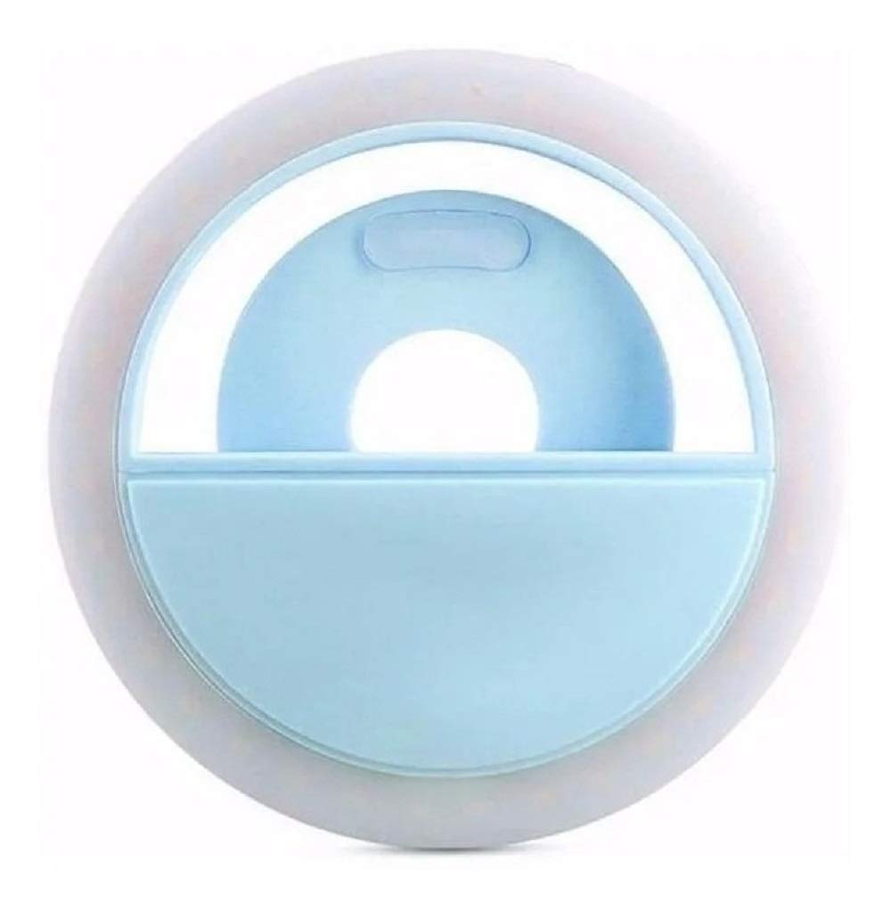 Luz Selfie Ring Light Clipe Anel Led Flash Celular Novidade Cor:Azul