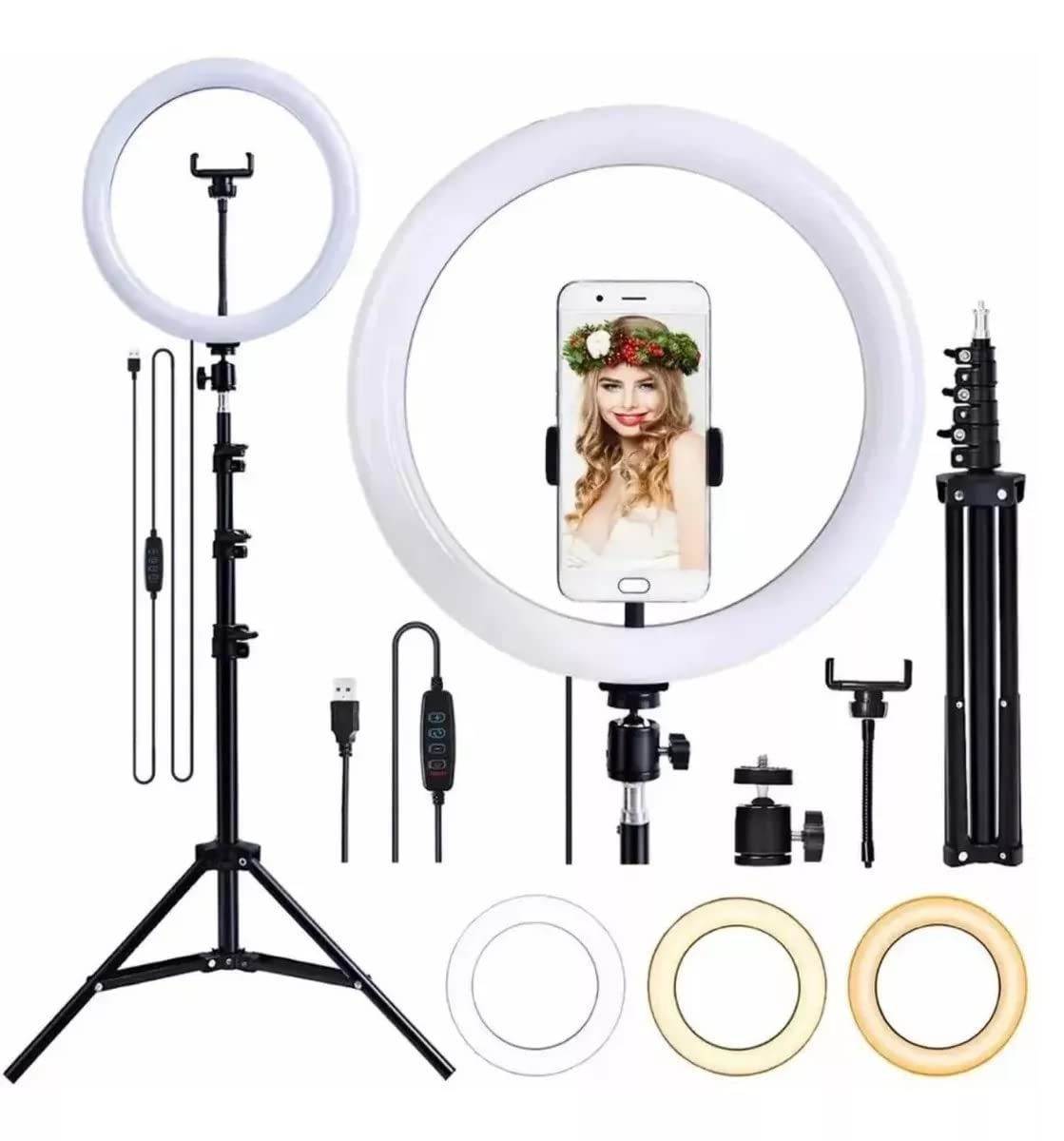 Inland Sounds Ring Light 10 Pol 26cm Tripé 2,1 metros Profissional Anel de Led três tonalidades de luz
