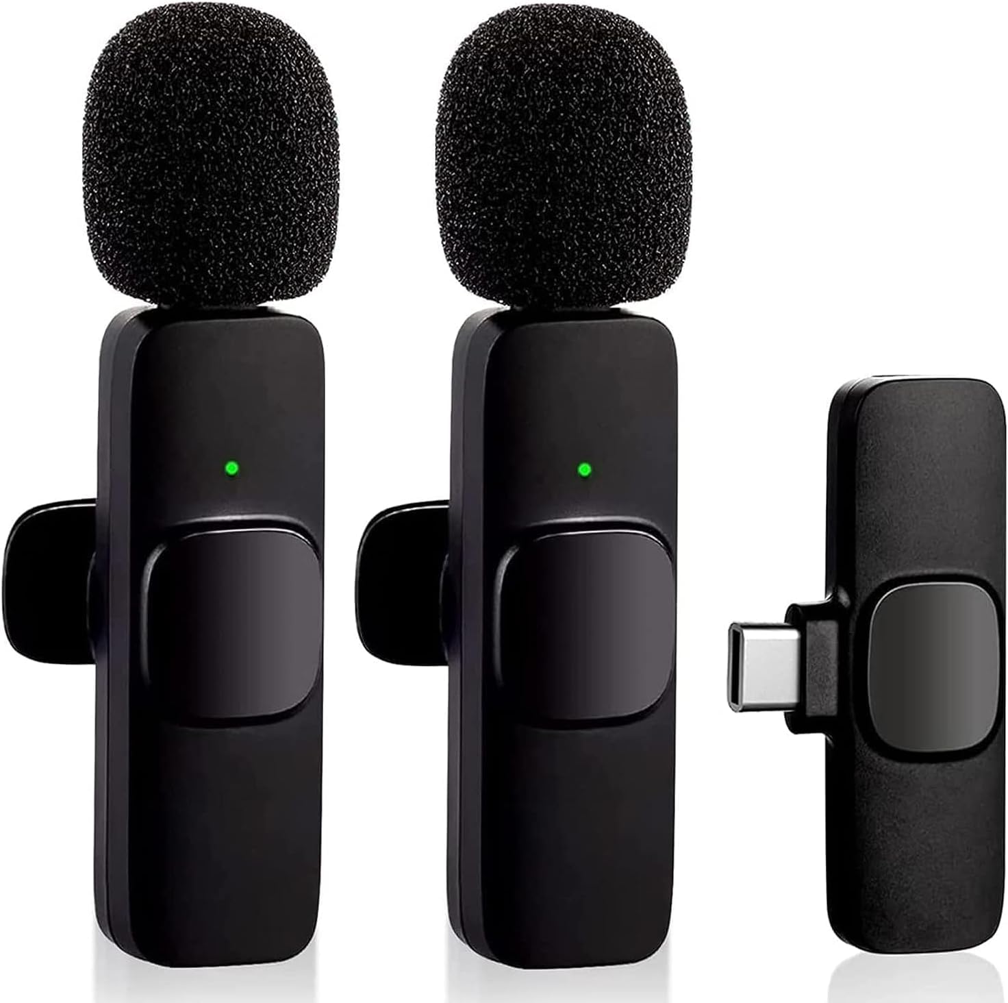 Microfone de lapela sem fio para telefone tipo C, microfone sem fio Plug-Play com 2 microfones para gravação de vídeo USB-C Android, entrevista, vlog, sincronização automática e redução de ruído
