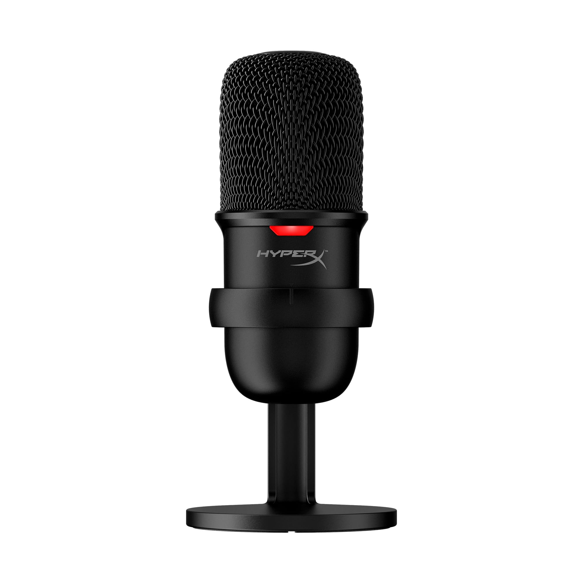 Microfone Condensador USB HyperX Solocast - Alta Resolução de 24 bits/96 kHz, Sensor de Toque-para-Silenciar com indicador de LED, Cardióide, para Streaming, Podcasts, Jogos, Preto (4P5P8AA)