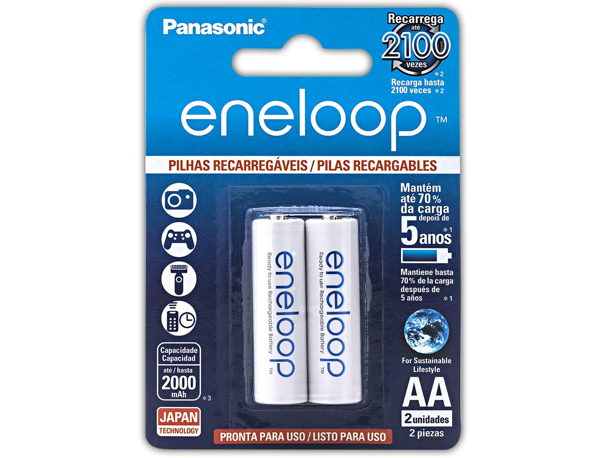 Pilha Recarregável, Eneloop, BK-3MCCE/2BB, AzulAA (Pequena)